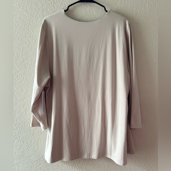 Soft Surrounding 3/4 Sleeve Alyssa Knit Faux Wrap Faded Taupe Top - Picture 3 of 8